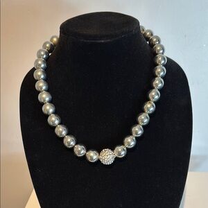 Vintage silvertone ball and diamante chunky necklace